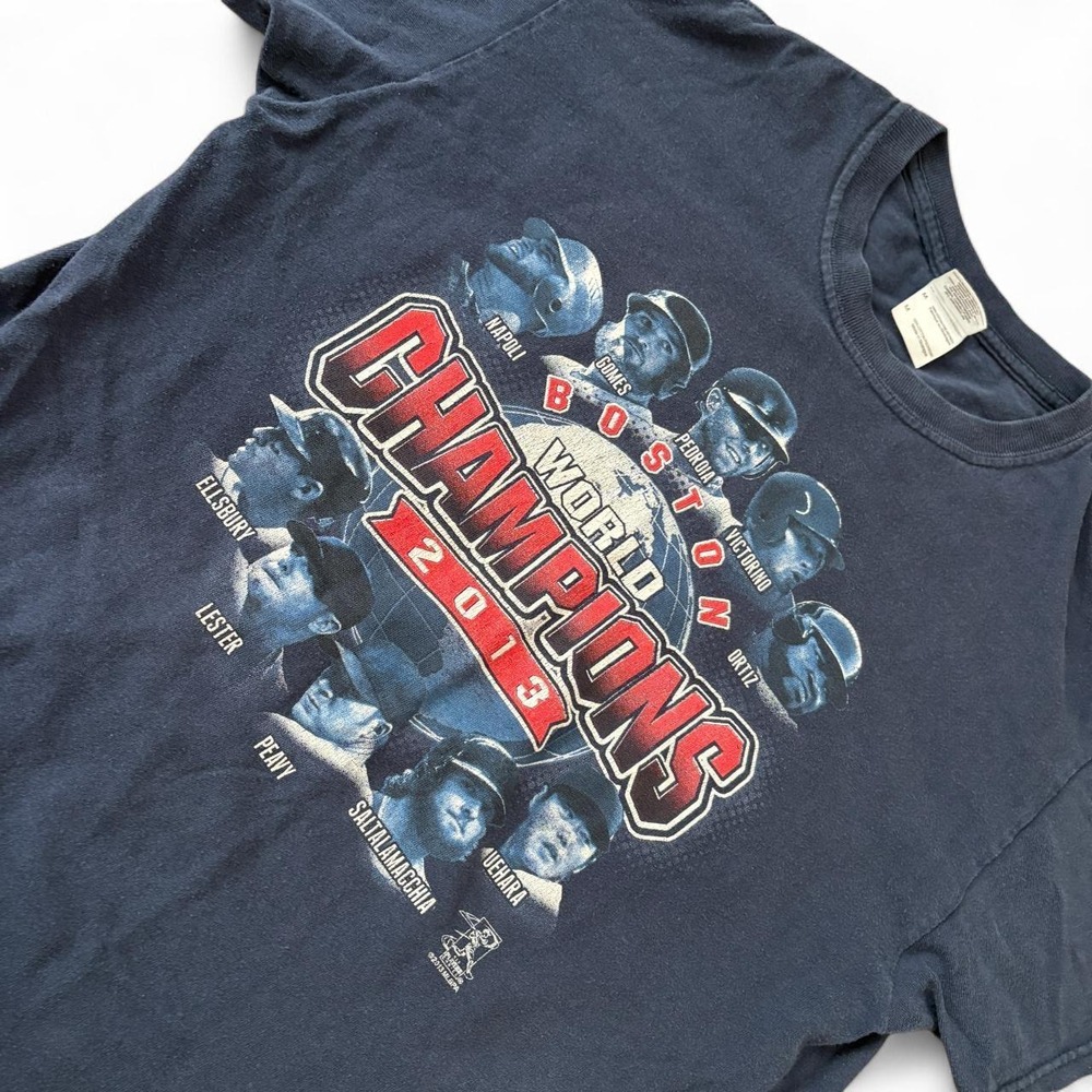 Boston Red Sox 2013 World Series Champions Graphic T-Shirt Mens Medium Navy